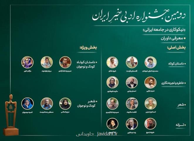 ۱۸ چهره ادبی داور دومین جشنواره ادبی خیر ایران شدند